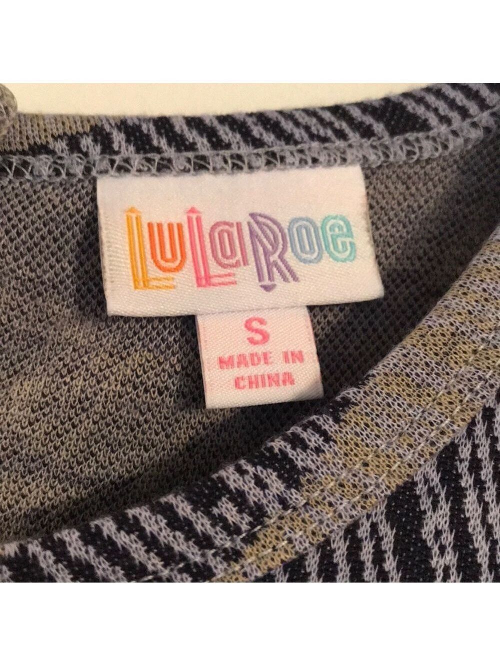 Lularoe Grey and Blue Striped Amelia - Picture 3 of 5